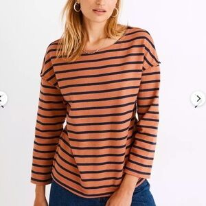 Madewell Striped Raw-Edge Tee SIZE XS